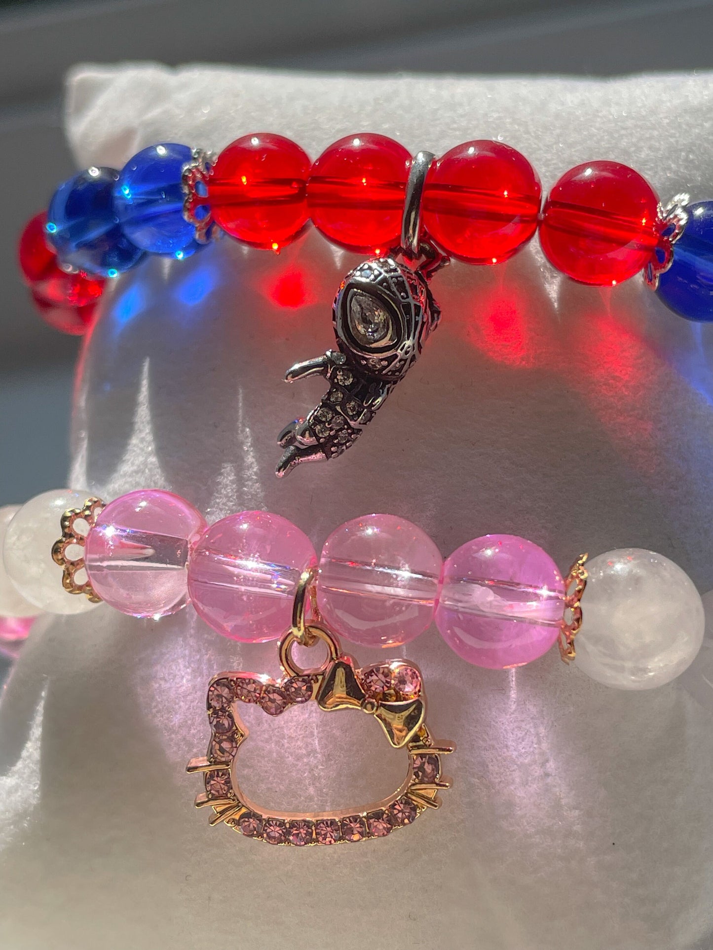 MATCHING HELLO KITTY & SPIDERMAN BEADED BRACELETS